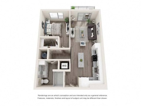 One-Bedroom Floor Plan A1|26 at City Point Apartments
